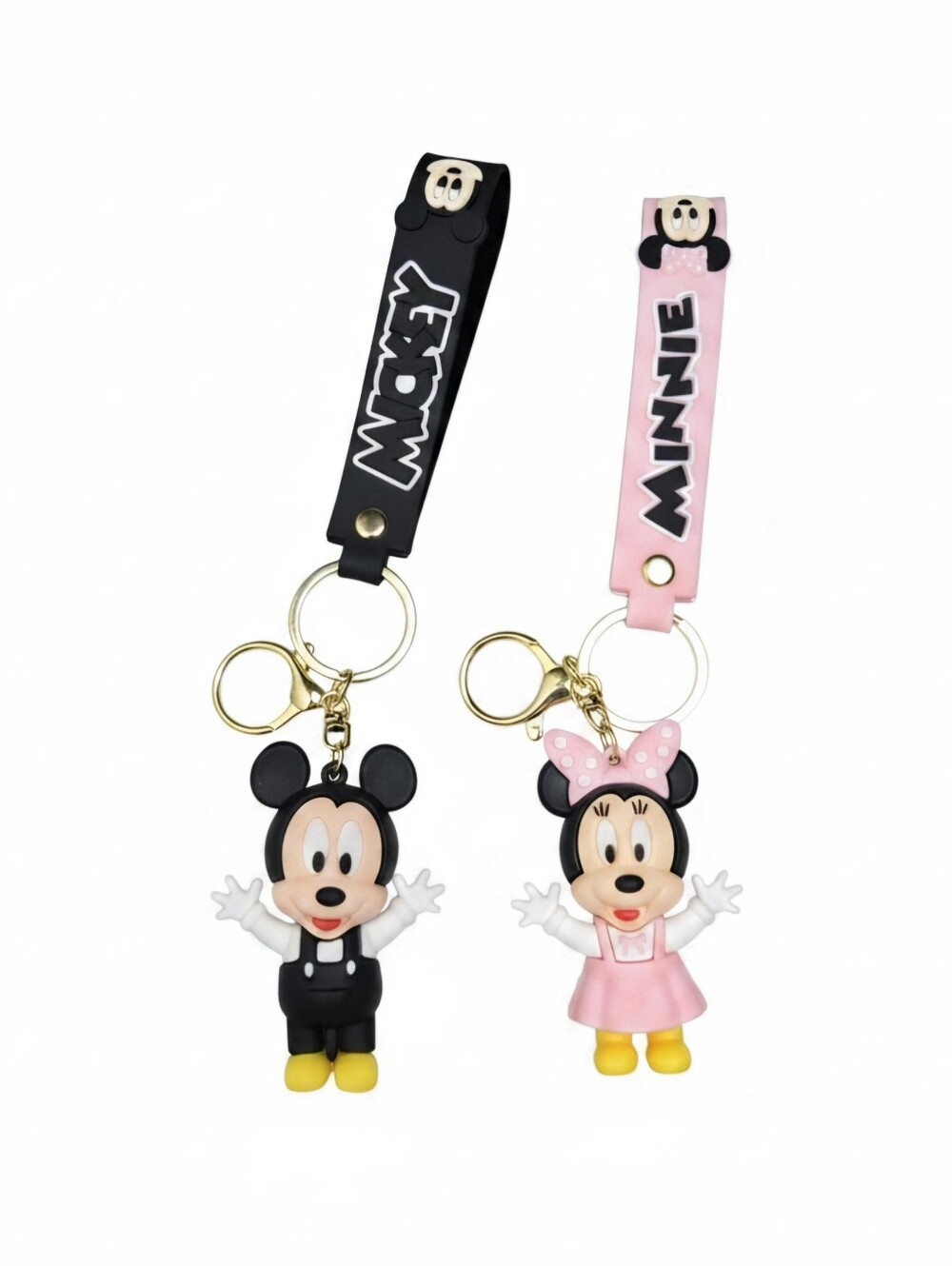 2- 3D Mickey Mouse & Minnie Mouse Keychain with Wristband - Picture 2 of 3